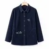 Camisa de manga larga 100% algodón 2026 para madres, blusa bordada para mujeres mayores, cárdigan para abuelas de mediana edad y mayores
