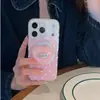 Funda para Teléfono Móvil Magnética con Soporte, Color Rosa Pastel Degradado de Lunares y Corazones, para 17Promax, Adecuada para 16Pro, Doble Capa, 18Pm