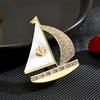 Broche de lujo tipo corona de frótila Océano lujo vela circón circón accesorios de traje combinables para todo tipo de atuendos prendedor de solapa estilo INS