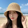 Sombrero de Pescador Hueco con Protección Solar para Mujer, Nuevo Sombrero de Sol Delgado Transpirable con Protección UV para Verano, Sombrero de Cubo Adelgazante