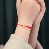 Pulseira Shuibei de Ouro Puro 999 com Fio Vermelho para Homens e Mulheres, Amuleto para Boa Sorte no Ano do Zodíaco, Presente de Dia dos Namorados