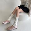 Calcetines de media pantorrilla de felpa estilo ballet japonés de madera para oreja y pie, calcetines de pila de media pantorrilla, calcetines de pantorrilla con lazo delantero para chica Lolita