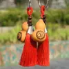 Ping An Fu con borla y colgante de llavero de calabaza, artesanía de calabaza natural, pequeño regalo de calabaza