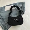 Bolso de axila estilo perezoso plisado con lazo para mujer, bolso casual coreano de moda para el día a día con un toque relajado, bolso de hombro tipo tote simple