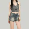 Populares Shorts de Mezclilla Elásticos Adelgazantes Retro Desgastados Estilo Chica Picante Americana para Mujer Verano 2026 Cintura Alta