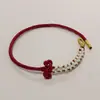 Novo Cordão Vermelho Flor de Pessegueiro Trançado à Mão Cordão Trançado Semi-Acabado Acessórios de Nó Flor de Pessegueiro Pulseira de Contas Vestível DIY