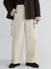 Calça Casual de Veludo Cotelê de Corte Reto para Mulheres, Outono e Inverno 2025 Novo Estilo Retrô, Barra Dobrada, Cintura Alta, Calça Larga Solta, Transfronteiriça
