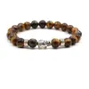 Pulseira de Pedra Natural Animal para Adolescentes, Pedra Vulcânica, Pedra Olho de Tigre, Turquesa Branca, Turquesa Verde, Pedra Fosca Preta, Pulseira de Areia Dourada