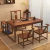 Mesa de Té y Silla de Madera Maciza para Balcón Combinación Estilo Chino Nuevo Departamento Pequeño Hogar Sala de Estar Mesa de Té Seco Zen Mesa de Centro para Oficina