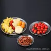 Plato de Fruta de Plástico Acrílico Estante Doble Capa para Pasteles de Hogar Estante Inciso Postre Estante de Exhibición Comercial de Taiwán Bandeja para Snacks