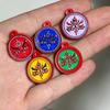 Colgante de cinco vías con diseño de dios de la riqueza, pintado con arena roja cinabrio, tarjeta de bajo contenido de cinabrio, accesorios de bricolaje, collar de cuerda tejida a mano