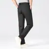 Pantalones Casuales de Lino para Verano 2026, de Cintura Alta, Corte Recto Holgado para Hombres de Mediana Edad, Color Sólido, Ropa Recta de Negocios para Hombres