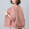 Cardigan de Mujer de Nuevo Estilo Otoño e Invierno 2026 Cremallera Corta Casual Talla Grande Holgado Chaqueta de Béisbol