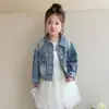 Chaqueta de Mezclilla con Pedrería Estilo Coreano para Niñas Estilo Primavera y Otoño 2026 Nueva Moda Infantil Chaqueta Elegante para Niña Top