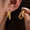 Pendientes Cruzados Plegados de Doble Capa en Forma de C para Mujer, Pendientes Sencillos y Únicos con Textura, Lujo Ligero, Elegantes, de Alta Gama, Accesorios Versátiles para Orejas