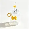 Taza redonda rayada divertida, vidrio simple de borosilicato alto, taza linda de gran capacidad, taza de café y leche para el hogar moderna y simple