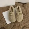 Primer Encuentro Temporada Zapatos Gruesos Peludos Ropa de Abrigo para Mujer 2026 Nuevo Invierno Estilo Little Coco Mocasines sin Cordones Zapatos de Algodón Felpudos