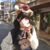 Diadema Cabeza de Oso Duffy 2024 Dibujos Animados Lindo Gorro de Navidad Forma de Hombre de Jengibre Diadema de Felpa Accesorios para el Cabello para Fotos Mujeres
