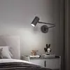 Lámpara de Pared Plegable Brazo Largo Brazo Oscilante Dormitorio Mesita de Noche Retráctil Giratorio Lectura Simple Minimalista Protección Ocular Nórdico Estudio
