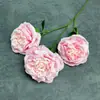 Flor Artificial de Lichi Rosa de 3 Cabezas para Decoración de Salón de Bodas, Arreglo para el Hogar, Rosa Serigrafiada, Adorno de Flores Artificiales Transfronterizo al por Mayor
