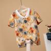 Camisa de gasa de verano nueva moda estampada estilo mamá manga corta ropa de trabajo camisa suelta floral joven superior