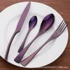 Juego de Cubiertos de Acero Inoxidable Colorido con Recubrimiento de Titanio Kaya Cuchillo para Bistec, Tenedor, Cuchara, Cucharilla de Té Juego de Cubiertos de 4 Piezas con Juego de Grabado