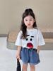 Camiseta de manga corta para hermano y hermana, con estampado de bolsa de expresión adorable, ropa de verano para niños y niñas, tendencia coreana