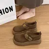 Mula de Suela Gruesa con Hebilla Nuevo Estilo Otoño 2026 para Mujeres Menudas Color Marrón Rad Mocasines sin Cordones Hermosos y Versátiles