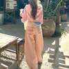 Calça jeans rosa estilo americano retrô para mulheres, nova coleção primavera/outono 2026, modeladora, moderna, casual, linha A, solta, perna larga