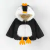 Novo Pinguim Fofo Peludo de Inverno Imitação de Visão Coelho Pelo Espessado Roupa Externa para Meninos e Meninas