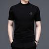 Suéter de Punto para Hombre de Manga Corta con Cuello Semitortuga para Primavera y Otoño 2025 Camiseta Base con Diamantes Calientes de Águila Trbottomy Camiseta de Hombre Coreana de Primavera