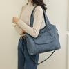 Bolsa Feminina de PU Nova Moda Vintage Bolsa Tote Casual Bolsa de Ombro Transversal Grande Capacidade Cor Sólida Couro Macio Bolsa para o Dia a Dia
