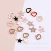 Accesorios para el cabello DIY, gota de aceite, accesorios de metal, colgante de amor, pulsera, colgante, corazón hueco, estrella de cinco puntas