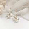 Jane La Aguja de Plata S925 Corea Dongdaemun Vintage Imitación Concha Pétalo Distintivos Aretes Largos de Perlas Mujer E8775