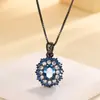 Joia Huabi 2024 Nova Base de Cobre Banhada a Ouro Espinélio Azul Sintético Oval Ouro Negro Conjunto Pedra Principal 6*8
