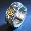 Plata Pura Oro Arowana Moneda de Cobre Anillo de Plata Pura Anillo Abierto para Hombre Riqueza Deseo Propicio Artesanía Retro