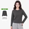 Camiseta de manga larga raglán de forro polar para mujer, cuello redondo, corte ajustado, sudadera, versátil para el día a día, cálida, base agradable para la piel