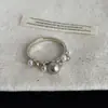 Anillo de Cristal Perla Dorado Champagne Estilo Francés Suave para Mujer, Pendientes Versátiles de Moda de Lujo Ligero de Alta Gama