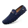 Mocassins masculinos transfronteiriços de camurça tamanho pequeno, sapatos casuais slip-on para dirigir para casais, sapatos casuais masculinos tamanho grande