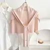Novo Cachecol de Tricô Liso com Xale de Lã para Mulheres, Protetor de Pescoço Versátil para Salas com Ar Condicionado no Verão, Aquecedor de Pescoço para Roupa Externa