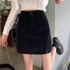Falda de Pana A-Line Adelgazante de Cintura Alta 2026 Otoño e Invierno Estilo Coreano Falda Corta con Abertura Falda Lápiz Talla Grande Falda de Media Pierna