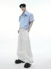 Camisa de Manga Corta Rayada Estilo Americano Falsa de Dos Piezas para Hombre, Diseño de Nicho de Verano, Bloques de Color, Tendencia de Camisa Holgada y Elegante