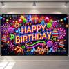 Telón de Fondo Fluorescente Feliz Cumpleaños de Amazon Transfronterizo Banner de Decoración para el Primer Cumpleaños Bandera de Arreglo de Ambiente de Fiesta