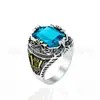 Anillo Transfronterizo de Amazon para Hombre Sol, Luna y Estrellas con Cristal Colorido Grabado Vintage, Joyería de Lujo Ligero de Alta Gama al por Mayor