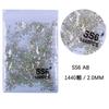 Fondo plateado 1440 pedrería de fondo plano para decoración de uñas no se caen fondo diamante austriaco blanco AB transparente redondo vidrio decoraciones de diamantes