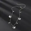 Moda Europeia e Americana Pingente de Estrela Borboleta Ouro Colar Feminino Versátil Transfronteiriço Corrente Cruzada Plana Prensada Lote de Produto