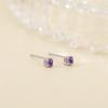 Aretes de Amatista Natural Yuebao Jewelry Plata Esterlina S925 Chapado en Oro Cuentas Redondas Cuatro Garras Durmiente Aretes de Tuerca de Plata Libre en Stock