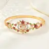 Pulseira Étnica com Paisagem em Cloisonné com Design Floral em Esmalte e Incrustação de Diamante, Estilo Aberto, Joia Comemorativa Cultural e Criativa, Direto da Fábrica