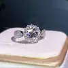 Sanjie wish Gran Venta Nuevo Estilo Anillo Cuadrado Princesa Incrustado Geometría Creativa Europea y Americana Anillo de Compromiso para Dama
