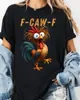 Camiseta de Algodão Transfronteiriça com Interessantes Acessórios de Frango F-Caw-F Fcawf para Homens e Mulheres Estampa Gráfica em Camiseta